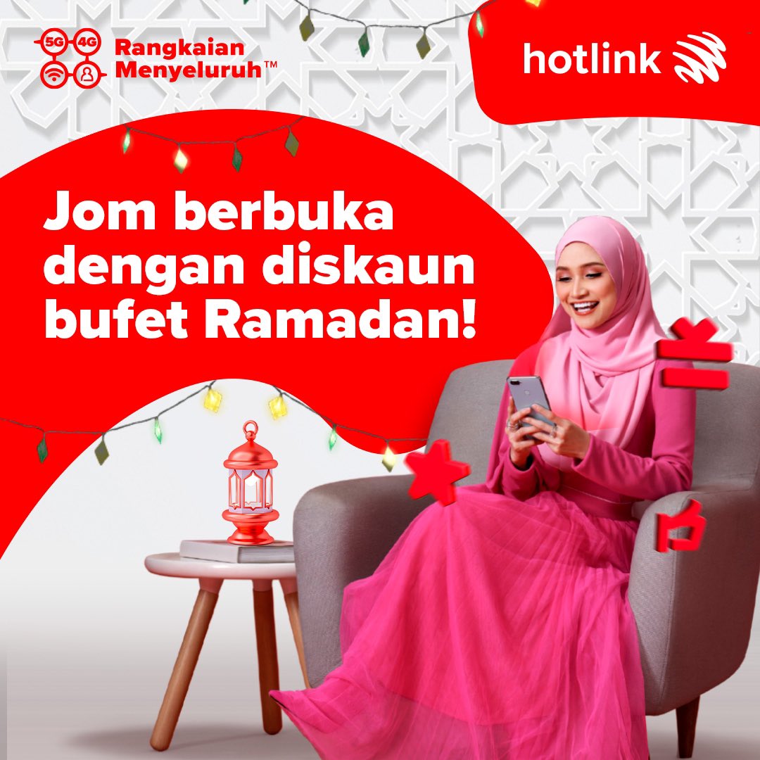 HotlinkRED's tweet image. Bulan Ramadan ni kan kena berjimat-cermat. Jadi mari tebus diskaun #HotlinkRewards untuk korang berbuka di bufet Ramadan dengan harga yang berpatutan. 

Pastikan Ramadan korang lebih bermakna dengan lebih internet, lebih pantas &amp;amp; lebih ganjaran. #LinkinThread #Ramadan #Iftar