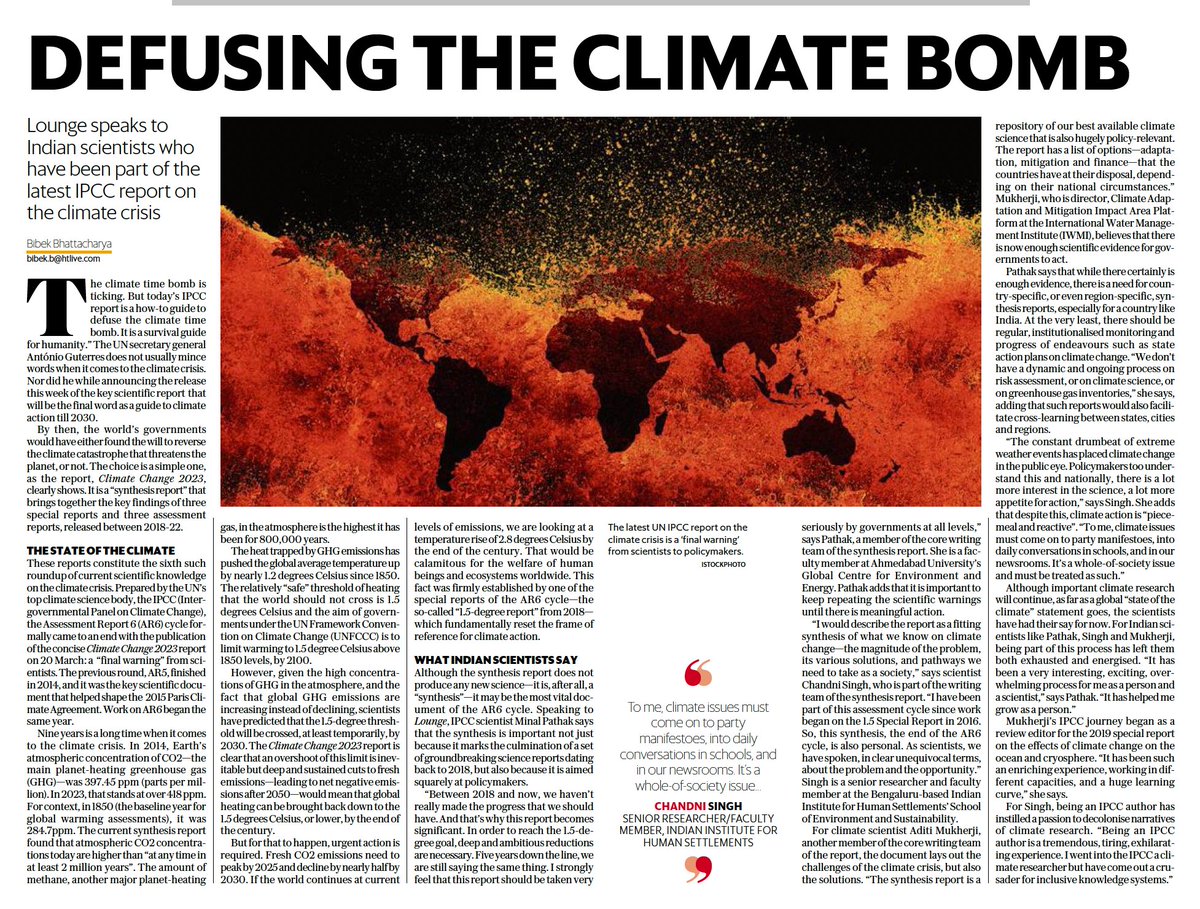 sarvatathagata's tweet photo. The latest #ClimateReport from the #IPCC is a crucial document that should guide governments for the rest of the decade. I spoke with scientists @minalpathak1, @_chandnisingh and @aditimukherji about their hopes on #ClimateAction. Read here: https://t.co/o9NZA8jjig https://t.co/cC5Ixd0IK4