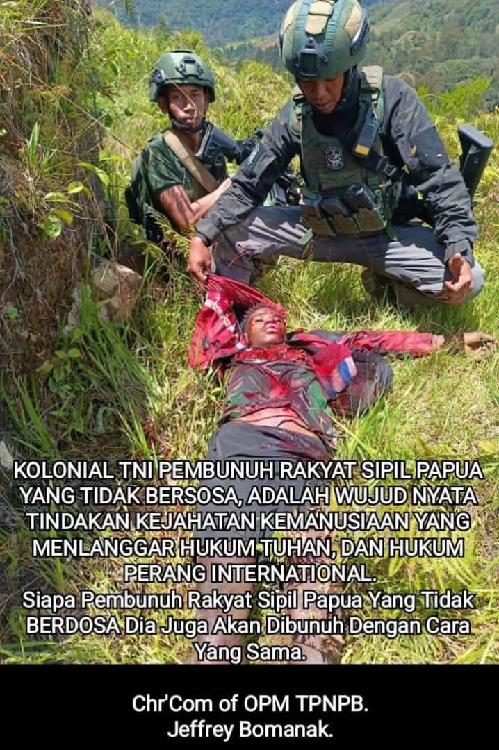 aGODwPapuan's tweet photo. Indonesian military shoots a young civilian accused of being a rebel in Puncak Papua district. The Indonesian military shows off with pleasure after killing the Papuan Indigenous Youth. https://t.co/gbwfpdTs6w