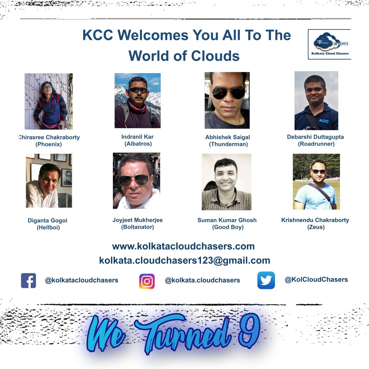 KolCloudChasers's tweet photo. 🥳Happy Birthday to us!🥳
9 Years of Craziness is not Enough! Give us many more! ⛈️⚡🏃🏾🏃🏾‍♀️
We're thankful to our Family, Friends &amp; Followers for your constant Love &amp; Support.❤️🤘🏾
.
#KolkataCloudChasers #HappyBirthday #Kolkata https://t.co/beZ66QK4Wu