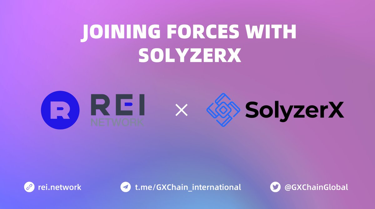 GXChainGlobal's tweet photo. We're thrilled to announce #REINetwork's partnership with @SolyzerX
 
👏With their expertise in Web3 security assessment &amp; advisory services, we're committed to fortifying the Web3 space &amp; to helps the builders to have greater chance of securing their funding too! https://t.co/MlhBg1JXLO