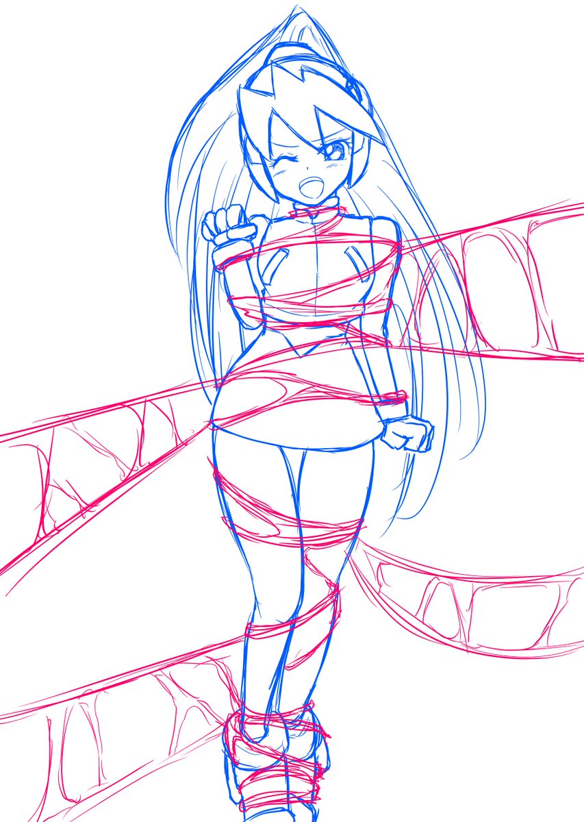 ラフだけ先に描いてます。
シエルはやはりゲームプレイ時の思い出から、蜘蛛糸拘束にしたいですね。
もう少し蜘蛛糸の密度を、増やしても良さそうかなとも思ってます。 