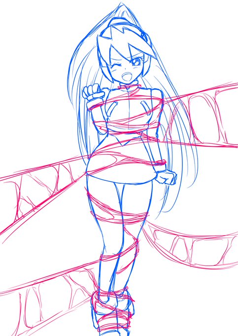 ラフだけ先に描いてます。
シエルはやはりゲームプレイ時の思い出から、蜘蛛糸拘束にしたいですね。
もう少し蜘蛛糸の密度を、増やしても良さそうかなとも思ってます。 