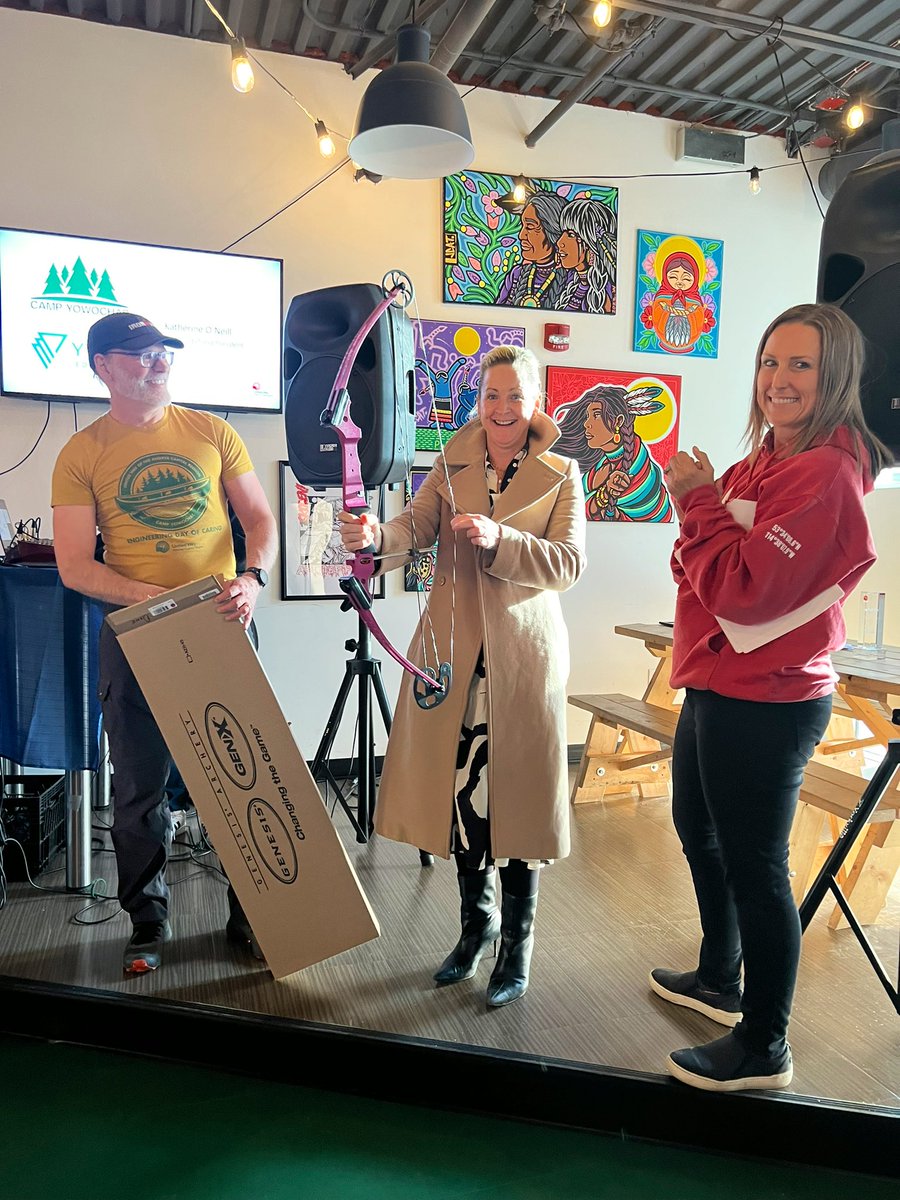 YWCAEdmonton's tweet photo. #DYK Camp @yowochas was the recipient of @myunitedway’s 2022 #EngineeringDayofCaring? More than 100 volunteers &amp; 16 engineering firms helped spruce up our beloved camp, including adding a new archery range. At a wrap-up event today, they gifted the camp new bows. Many thanks! 🏹 https://t.co/zQ9YOWJadU