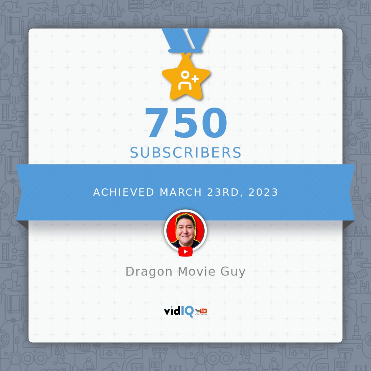 dragonmovieguy's tweet photo. HUGE #ThankYou for all #750Subscribers to #DragonMovieGuy!!!
#Thanks for getting me within 250 of #1000Subs!!! WootWoot!
I hope to earn even more #Subscribers, soon! #750Subs #RoadTo1KSubs!!! https://t.co/3Jx4otFPh3