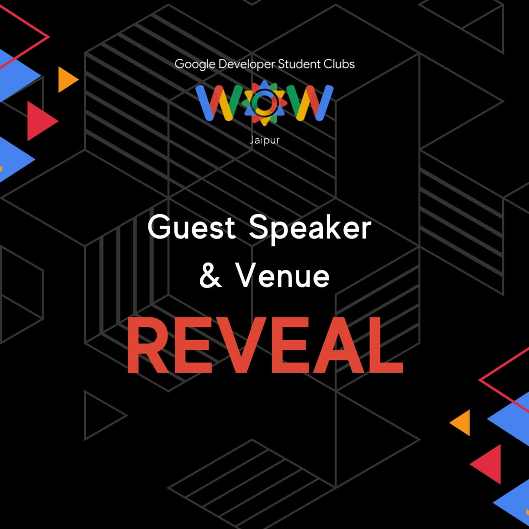WowGdscjaipur's tweet photo. Heya Folks,
Are you ready? to witness the much-awaited venue and guest speaker reveal!
Get geared for the most exciting tech event of the year!
Spread the word by making your friends join us at https://t.co/qoLUnkCxVh 
#PadharoMhareWow
#GulabiNagriJaipur 
#GetSetWow 
#GoogleIndia https://t.co/slreNMFhLY