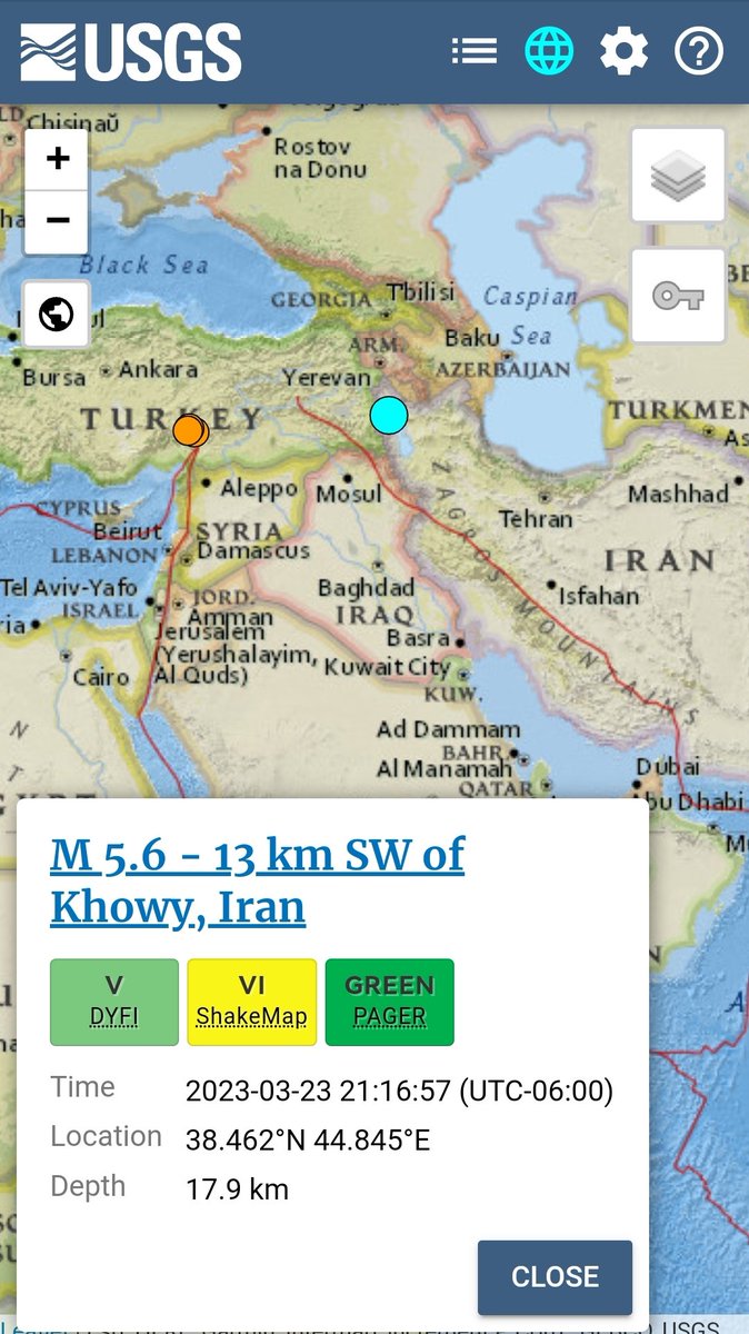 KaTetmx's tweet image. Se ha registrado un fuerte #sismo de magnitud 5.6 en #iran siendo un impacto directo para una de las cuatro zonas que tenemos en #AlertaSismica MÁXIMA por un potencial 6.5 a 7+ estos días. Me mantengo pendiente de la situación global