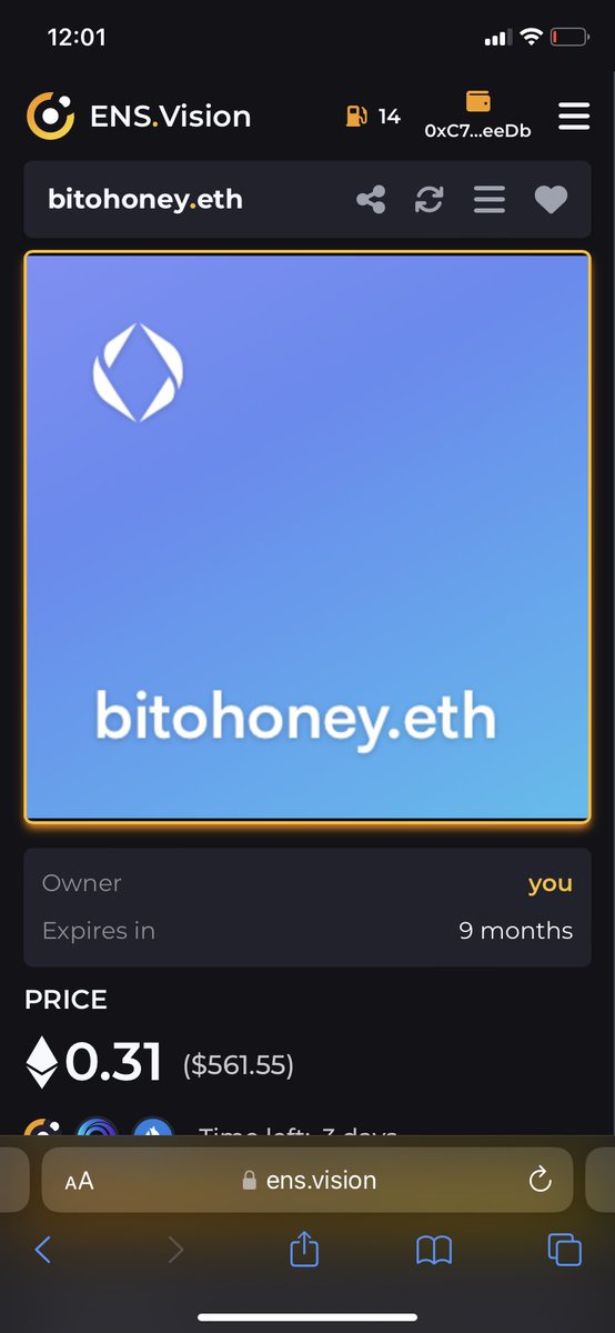 Galeskey811's tweet photo. Let’s get this sold #bitohoney #ens #domains #Metaverse #web3 #web3names #names #candy #honey https://t.co/iQl540vzph