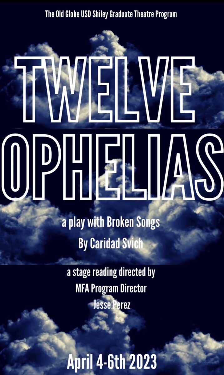 Old Globe / USD MFA (@globeusdmfa) on Twitter photo TICKETS ARE RELEASED for 12 Ophelias by Caridad Svich <a href="/Csvich/">Caridad Svich</a>
Get your tickets for this exciting staged reading!
eventbrite.com/e/12-ophelias-… TICKETS ARE RELEASED for 12 Ophelias by Caridad Svich <a href="/Csvich/">Caridad Svich</a>
Get your tickets for this exciting staged reading!
eventbrite.com/e/12-ophelias-…