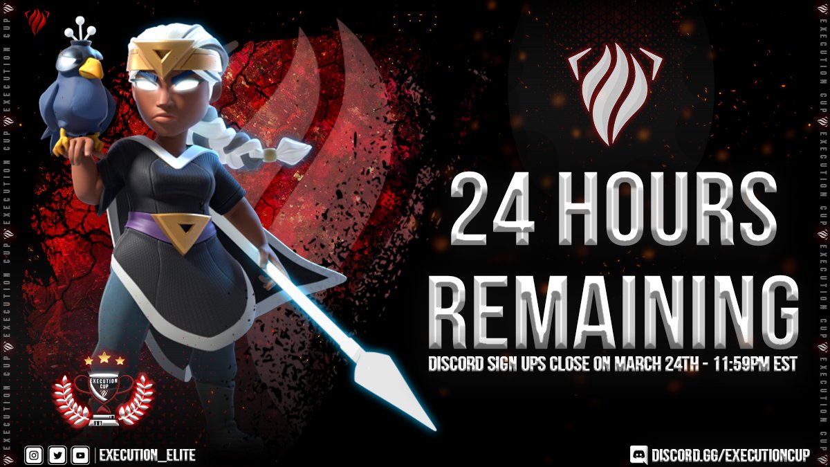 Execution Cup League (@execution_xcl) on Twitter photo Final 24 hours remaining until sign ups close!
Just a few spots left, you wont want to miss out!
$800 Prize Pool - 5v5 Th15
๐๐ข๐ ๐ง ๐ฎ๐ฉ ๐๐ญ: discord.gg/executioncup
#xcl
@AO_eSports_Org
<a href="/RHBaseBuilding/">RH Base Building</a>
<a href="/Execution_Elite/">eXecution elite</a> Final 24 hours remaining until sign ups close!
Just a few spots left, you wont want to miss out!
$800 Prize Pool - 5v5 Th15
๐๐ข๐ ๐ง ๐ฎ๐ฉ ๐๐ญ: discord.gg/executioncup
#xcl
@AO_eSports_Org
<a href="/RHBaseBuilding/">RH Base Building</a>
<a href="/Execution_Elite/">eXecution elite</a>