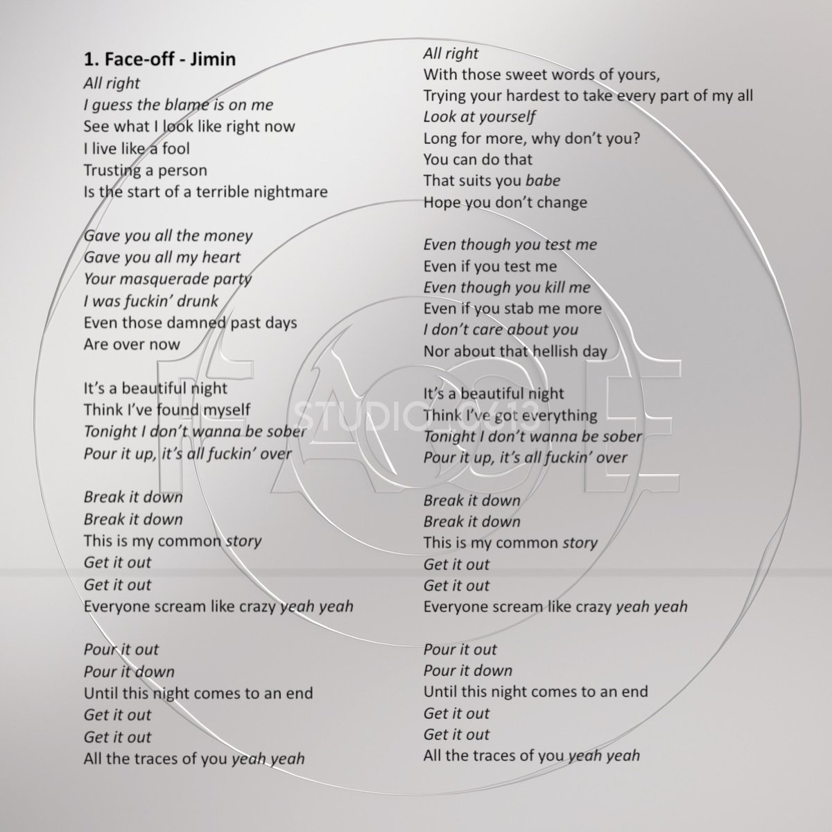 Face-off by Jimin (@BTS_twt) English Lyric Translation🤍 #Jimin_FACE