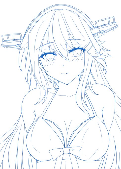 今日のお昼は寝かせてた水着榛名再開、かわよ('ー`) 