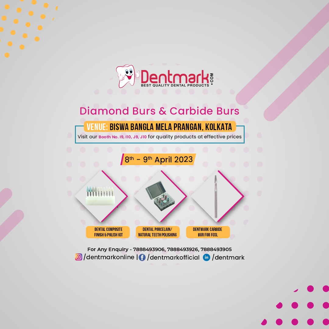 dentmarkonline's tweet image. Diamond Burs &amp;amp; Carbide Burs
Visit our Booth no. I9, I10, J9, J10
for quality products at effective prices
Venue: Biswa Bangla Mela Prangan, Kolkata
Dates: 8th - 9th April
For Any Query, Please Call - 7888493926, 7888493906

#dentalexpodent #kolkata #kolkataexpodent #dentmark