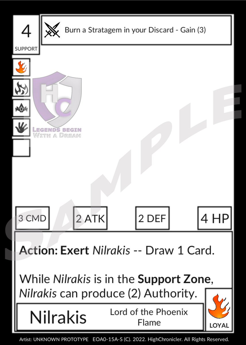 HighChronicler's tweet photo. Welcome back to #LegendsofMagnaPrima the #cardgame 
Lets take a look at Nilrakis, Lord of the Phoenix Flame, in the story he is the young and unwise Canthrope Emperor. In card version, he is not a very powerful warrior, more so a supportive character. 
#indiegame #IndieGameDev https://t.co/FUwOtaxx5U