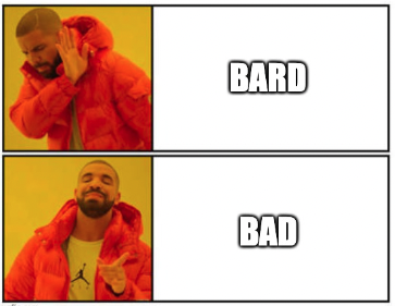 lakhera2015's tweet photo. "Google should change the name 'bard' by eliminating the 'r' from it.
#ai #microsoft #google #chatgptvsbard #aishowdown #digitaltitans #epicbattle #techfaceoff #machinelearning #aicompetition #chatgpt #bard https://t.co/D8uhlR0S66