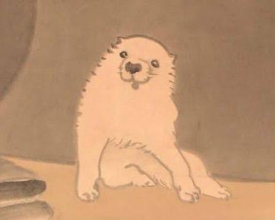 蘆雪の犬を枕にする猫 