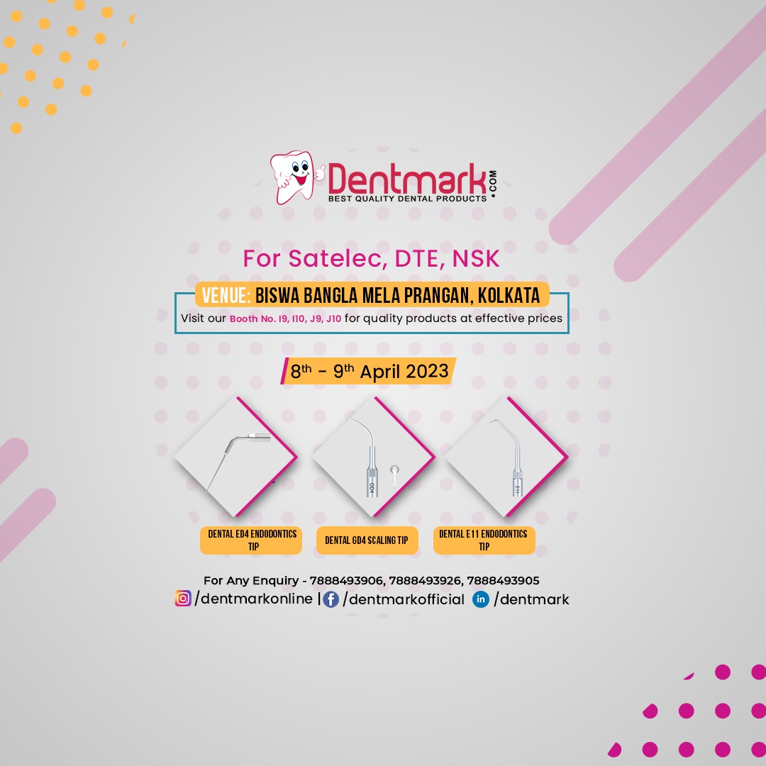 dentmarkonline's tweet image. For Satelec, DTE, NSK
Visit our Booth no. I9, I10, J9, J10
for quality products at effective prices
Venue: Biswa Bangla Mela Prangan, Kolkata
Dates: 8th - 9th April
For Any Query, Please Call - 7888493926, 7888493906

#dentalexpodent #kolkata #kolkataexpodent #dentmark