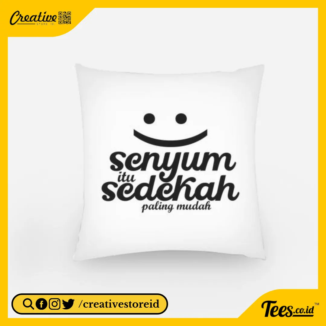 CreativeStoreID's tweet photo. Bantal tulisan "Senyum Itu Sedekah Paling Mudah" bisa jadi salah satu bentuk sedekah yang paling mudah dan menyenangkan. 💛 Yuk, beli sekarang dan sebarkan senyumanmu ke seluruh dunia! 😊 

🛍️ https://t.co/1wwK3rrnAM 

#SenyumItuSedekahPalingMudah #BantalSedekah #SedekahMudah https://t.co/ktvSaTgi2Y