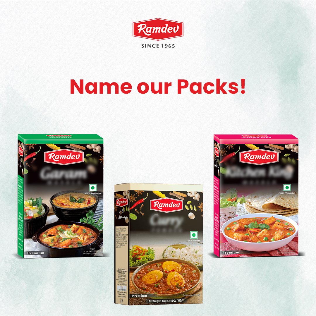 Ramdev_Food's tweet photo. How well do you recognize our products? Name these packs without cheating. Waiting for correct answers only!

#Ramdev #RamdevStore #RamdevMasala #RamdevSpices https://t.co/JKc8qwgMdY
