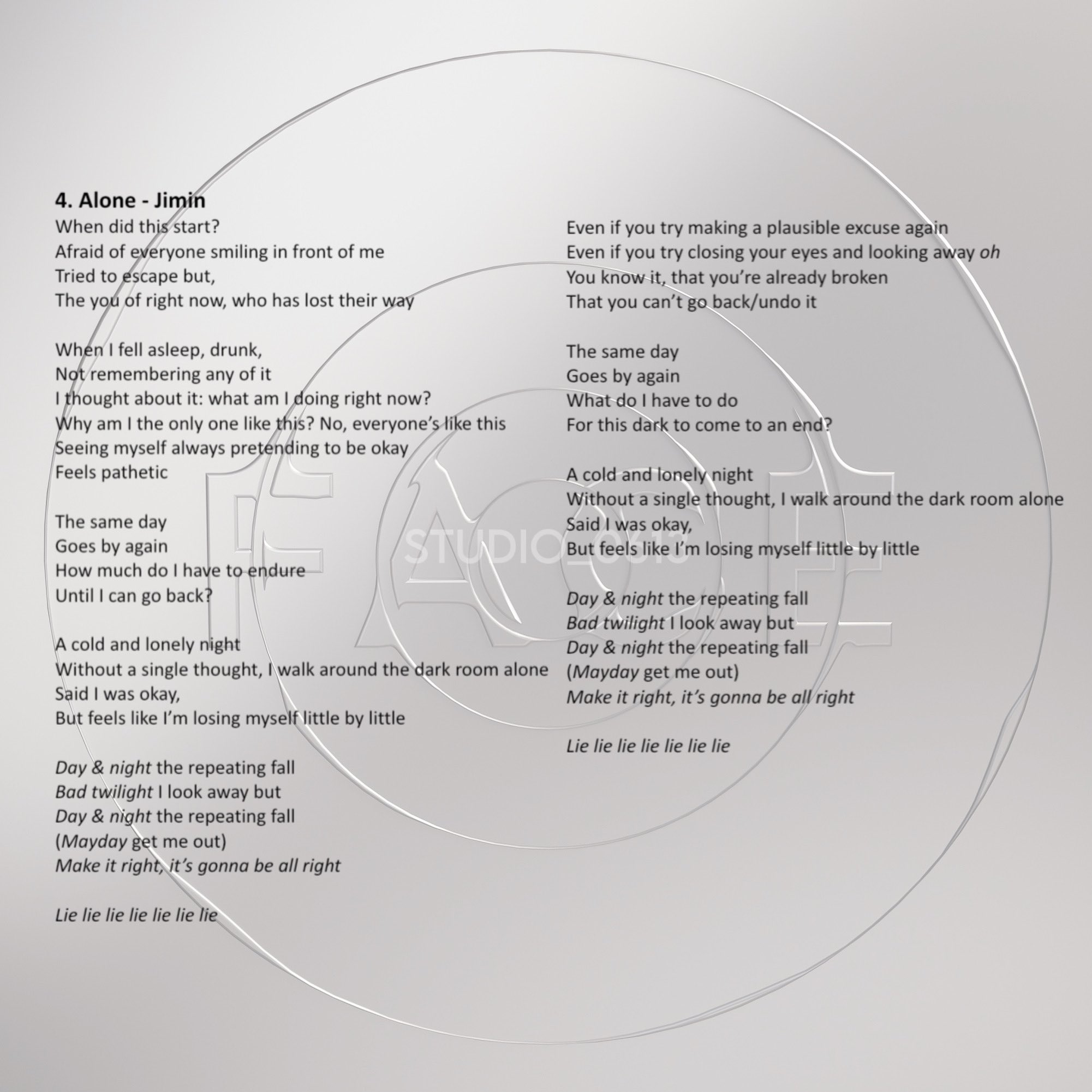 Alone Lyrics by Jimin (of BTS)