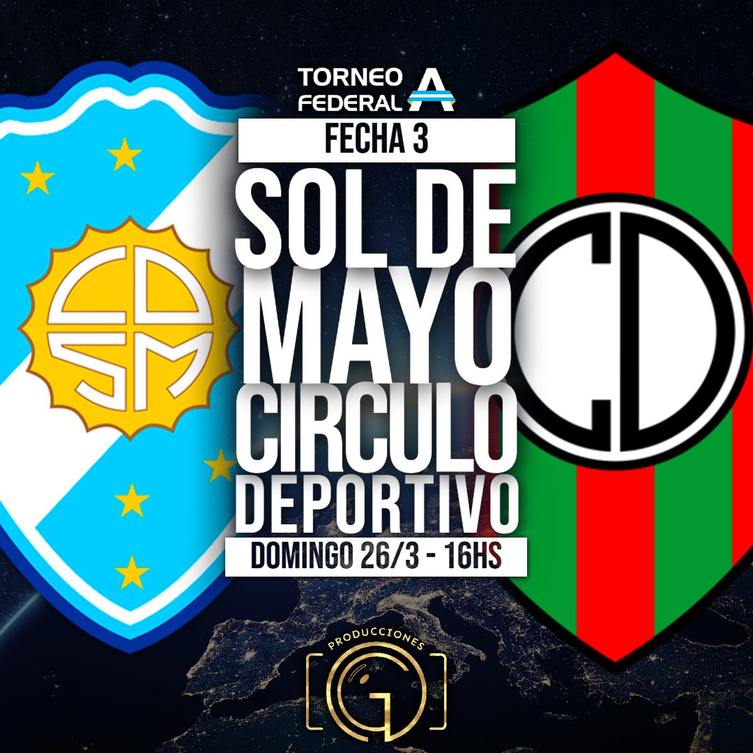 ProductoraGV's tweet photo. TORNEO FEDERAL "A" ⚽
Continua nuestro trabajo!! Y tenemos el placer de informarles que una nueva temporada, continuamos acompañando a Sol de Mayo en una nueva ilusion!! 
Este Domingo 26 de Marzo, el Albiceleste recibe a Circulo Deportivo Otamendi por la Fecha 3
#produccionesgv https://t.co/71rW0BStRO