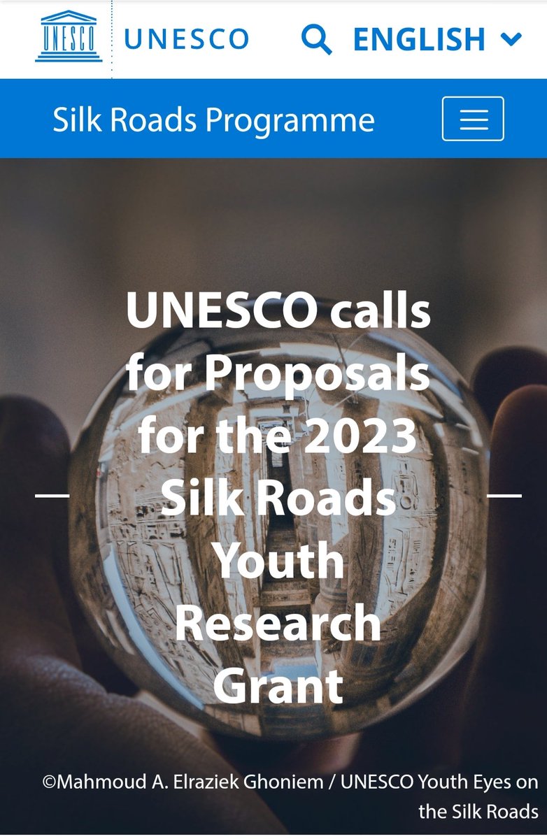 The call for proposals of the third edition of the Silk Roads Youth Research Grant is now open until 31 May 2023

👇💥🌟
en.unesco.org/silkroad/youth…

@unesco
#silkroads
#unescosilkroads
#youthsilkroads