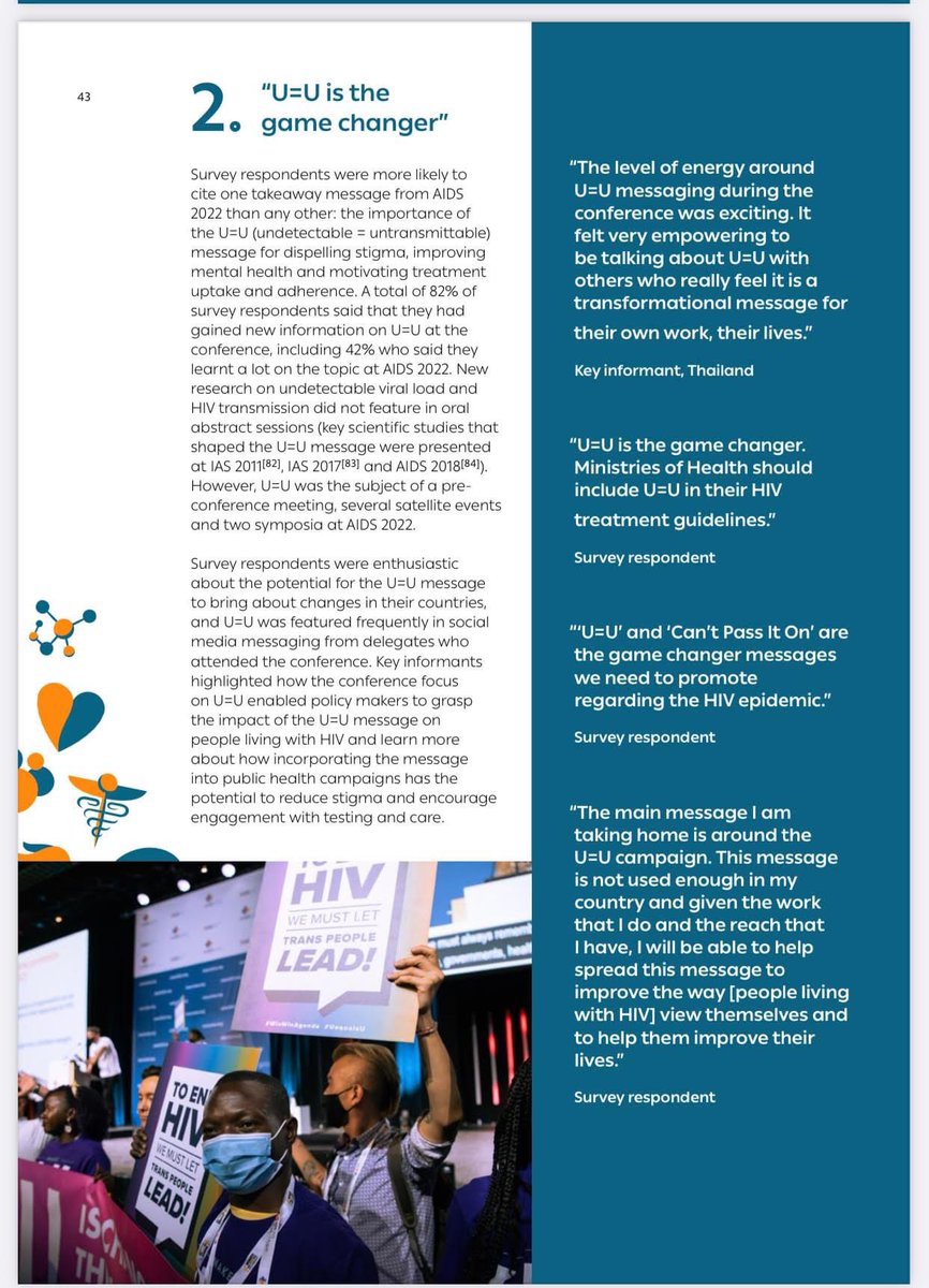 Am pleased to see that “#UequalsU is the game changer” was one of the four major themes noted by #AIDS2022 delegates in the newly released conference report!

The #AIDS2022 conference report has just been released! 

bit.ly/3Zaf7IE