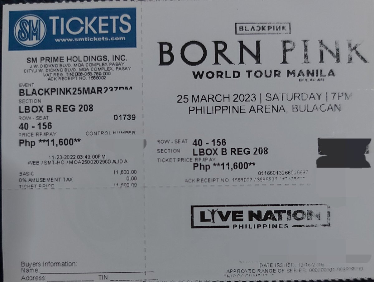 Selling my BlackPink LB ticket. Message me. 🖤🩷