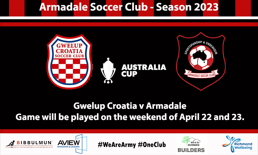 Armadale have been drawn away to State League Division One club <a href="/GwelupCSC/">Gwelup Croatia SC</a> in the Australia Cup (WA) fourth round, after the draw yesterday at the Football West Headquarters.
#WeAreArmy #OneClub #AustraliaCup