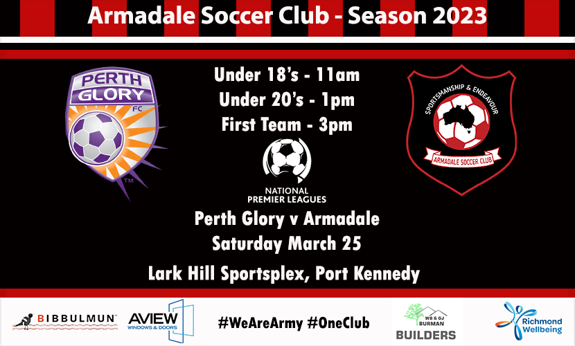 Perth Glory v Armadale - NPLMWA Week Two Preview
Armadale will look to build on last week’s big home win against Cockburn City, when they travel to Lark Hill Sportsplex, the new NPL home of Perth Glory. (3pm)
facebook.com/armadalesoccer…
#WeAreArmy #OneClub