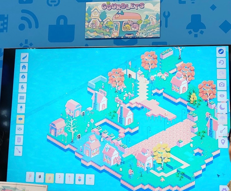AuntyGames's tweet photo. I’ll be demoing gourdlets at the @godotengine booth at gdc again tomorrow! 
come by if you want to help build a massive cute island 🔨 https://t.co/HNLUZ1qSNP