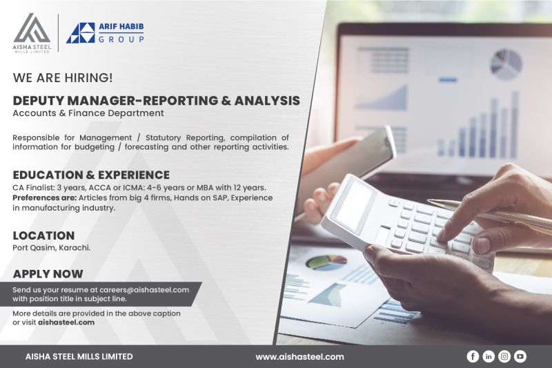 HR_P_P's tweet photo. Aisha Steel Mills Limited is #hiring! https://t.co/khm1HnuRke