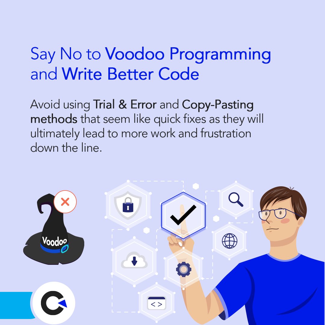 codoid's tweet photo. Are you a Voodoo Programmer?
The term 'Voodoo Programming' Sounds Mysterious Right? Find out what it is and if you are a Voodoo Programmer.
Swipe To Know More!
#codoid #voodoo #voodooprogramming #voodooprogrammer #softwaredevelopment https://t.co/mizSPGDhbD