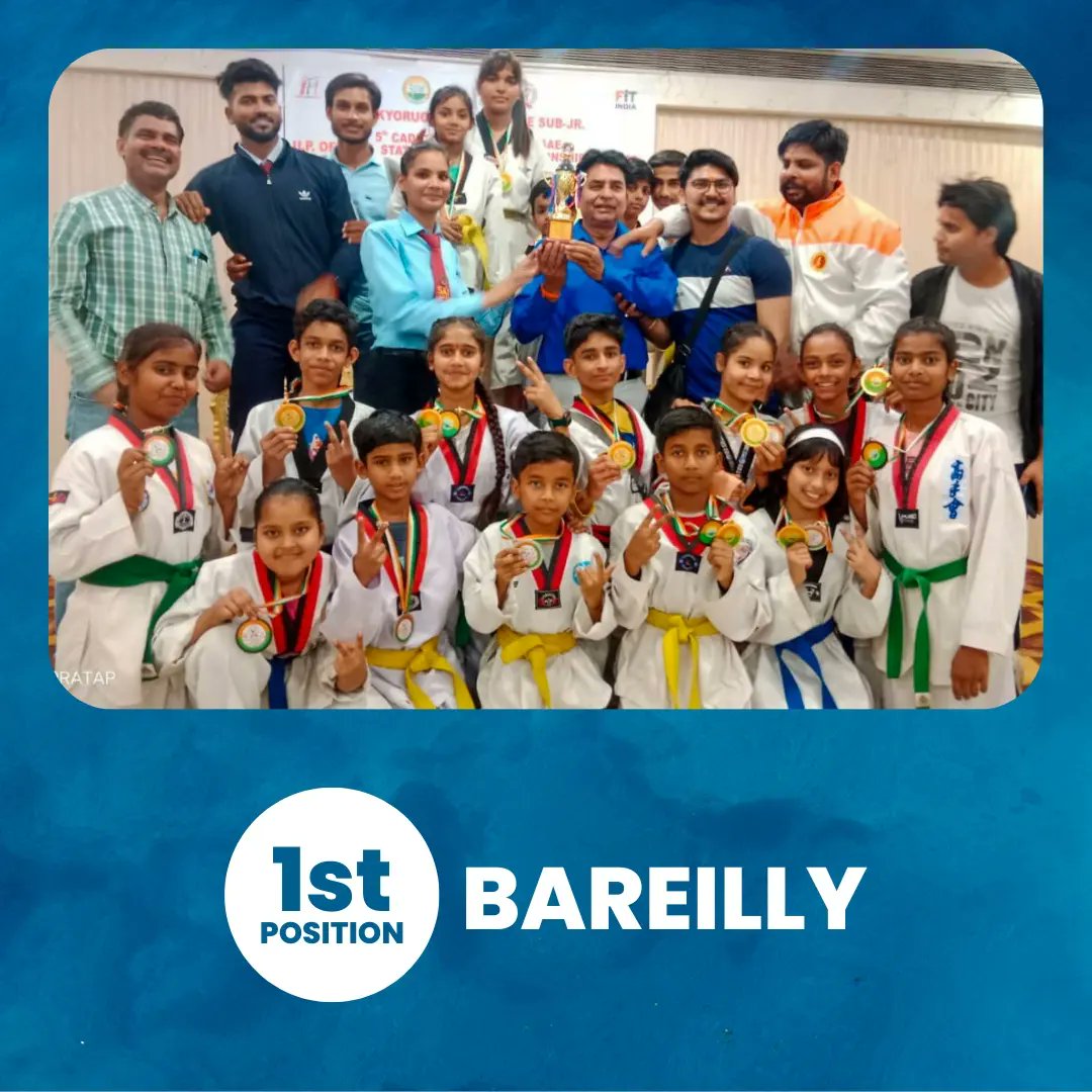 OfficialUPTA's tweet photo. Kudos to position holder team of 36th State Sub Junior and 5th State Cadet Taekwondo Championship 2022, held from 17th-19th March, 2023 at Sparsh Resort, Bareilly, Uttar Pradesh:

1st Position: Bareilly
2nd Position: Agra
3rd Position: Gautam Buddh Nagar

#uttarpradeshtaekwondo https://t.co/W5oBIhwxEC