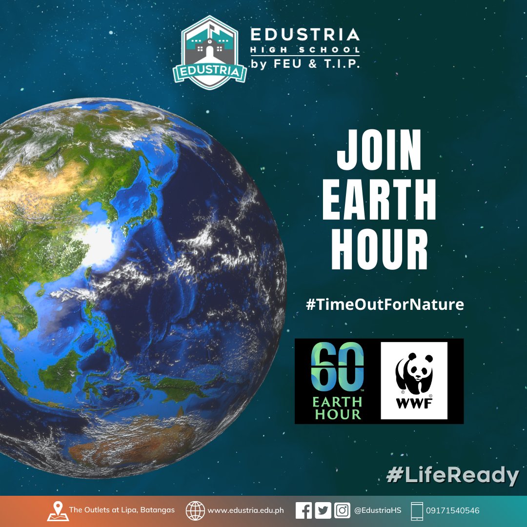 EdustriaHS's tweet photo. Join us in creating the Biggest Hour for Earth on 25th March (8:30-9:30 PM) - switch off your lights and spend 60 minutes doing something positive for our planet! 
#LifeReady
#TimeOutForNature
#EdustriaHighSchool https://t.co/swfWLtsGu6