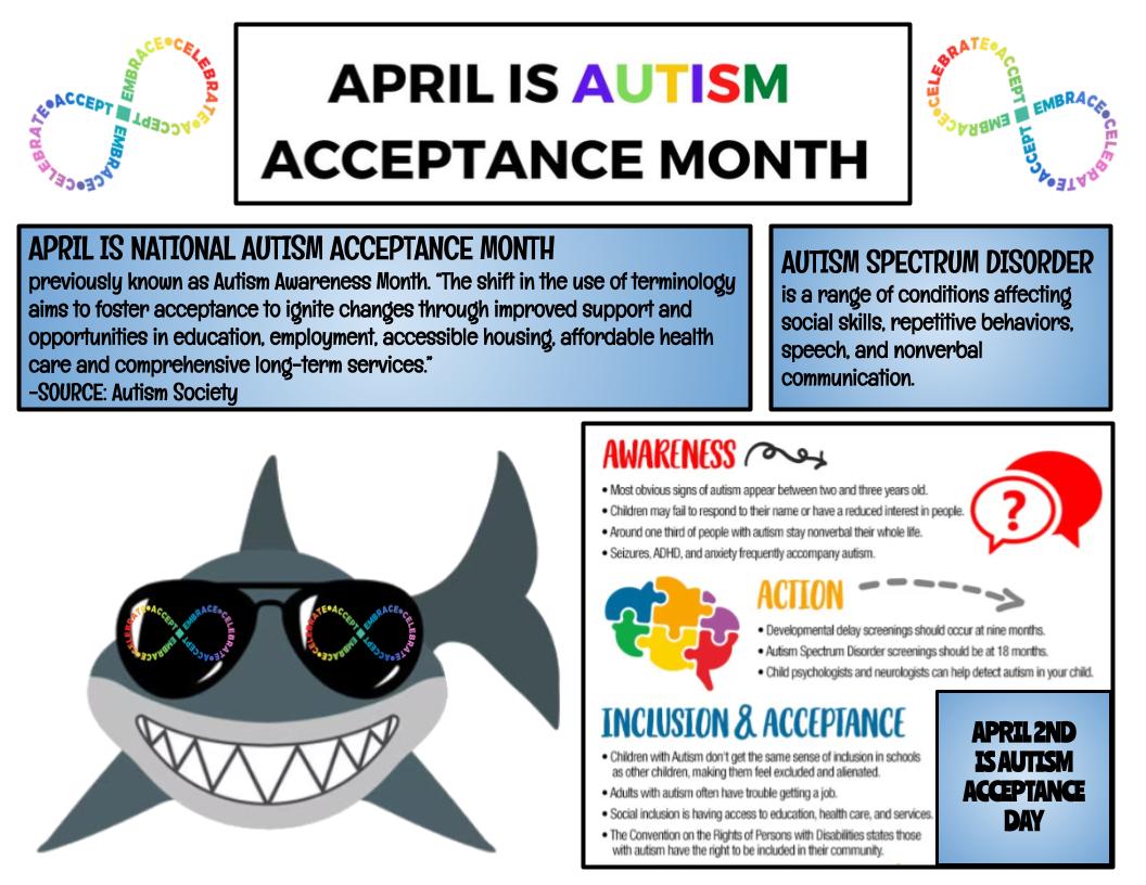 When we get back from break, it will be Autism Acceptance Month! Our amazing STARS teachers have been hard at work preparing for this year's activities. We can't wait!