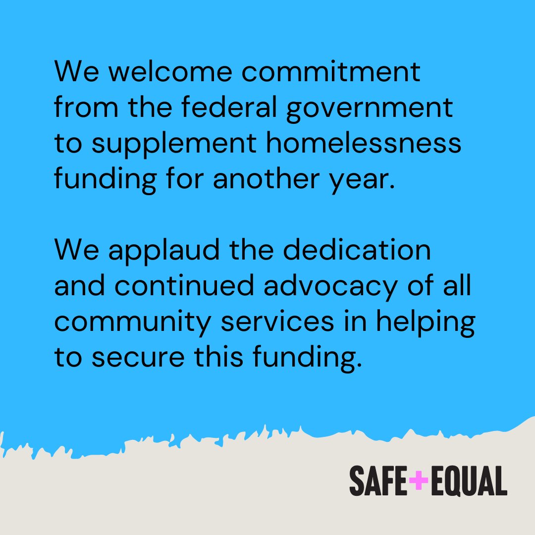safe_and_equal's tweet photo. The federal government has committed to continue supplementing homelessness funding for another year. We welcome this at a time when housing costs and costs of living are driving more people into homelessness and poverty, in particular victim survivors of family violence. https://t.co/r3By5iMLJM