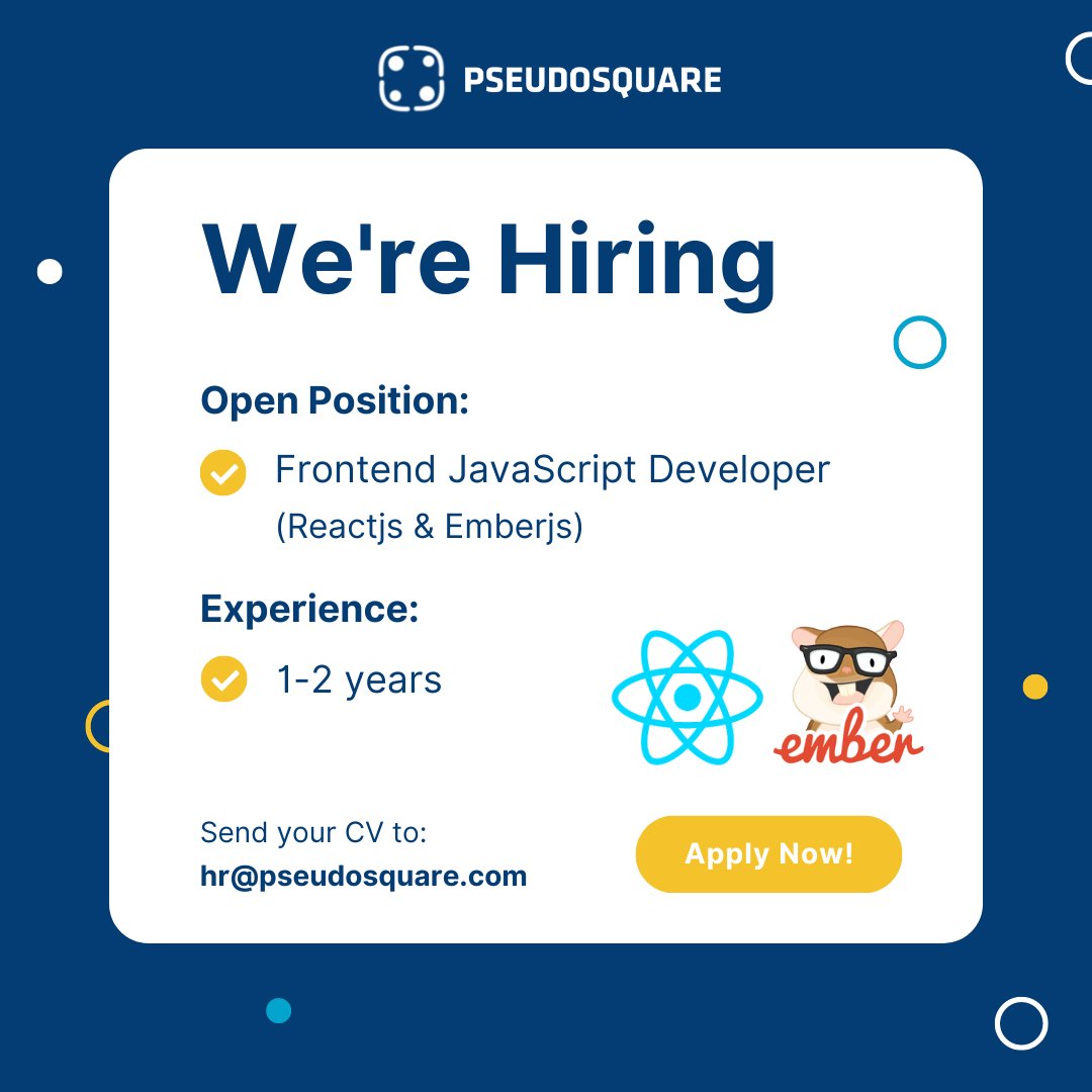 pseudosquare1's tweet image. 𝐇𝐢𝐫𝐢𝐧𝐠 𝐃𝐞𝐯𝐞𝐥𝐨𝐩𝐞𝐫𝐬!

Share your cv with us at 𝐡𝐫@𝐩𝐬𝐞𝐮𝐝𝐨𝐬𝐪𝐮𝐚𝐫𝐞.𝐜𝐨𝐦
Location pin: 

#pseudusquare #emberjs #emberjsdeveloper #reactjs #reactjsdeveloper #reactjob #rubyonrails #software #javascriptdeveloper #project #opensource #architecture