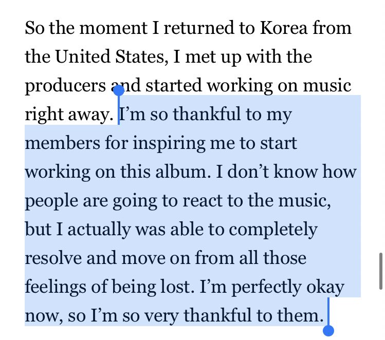 pjmvelvets's tweet photo. jimin saying “i actually was able to completely resolve and move on from all those feelings of being lost. I’m perfectly okay now, so I’m so very thankful to them” IM ACTUALLY GONNA CRY https://t.co/BUYVq3RZqG