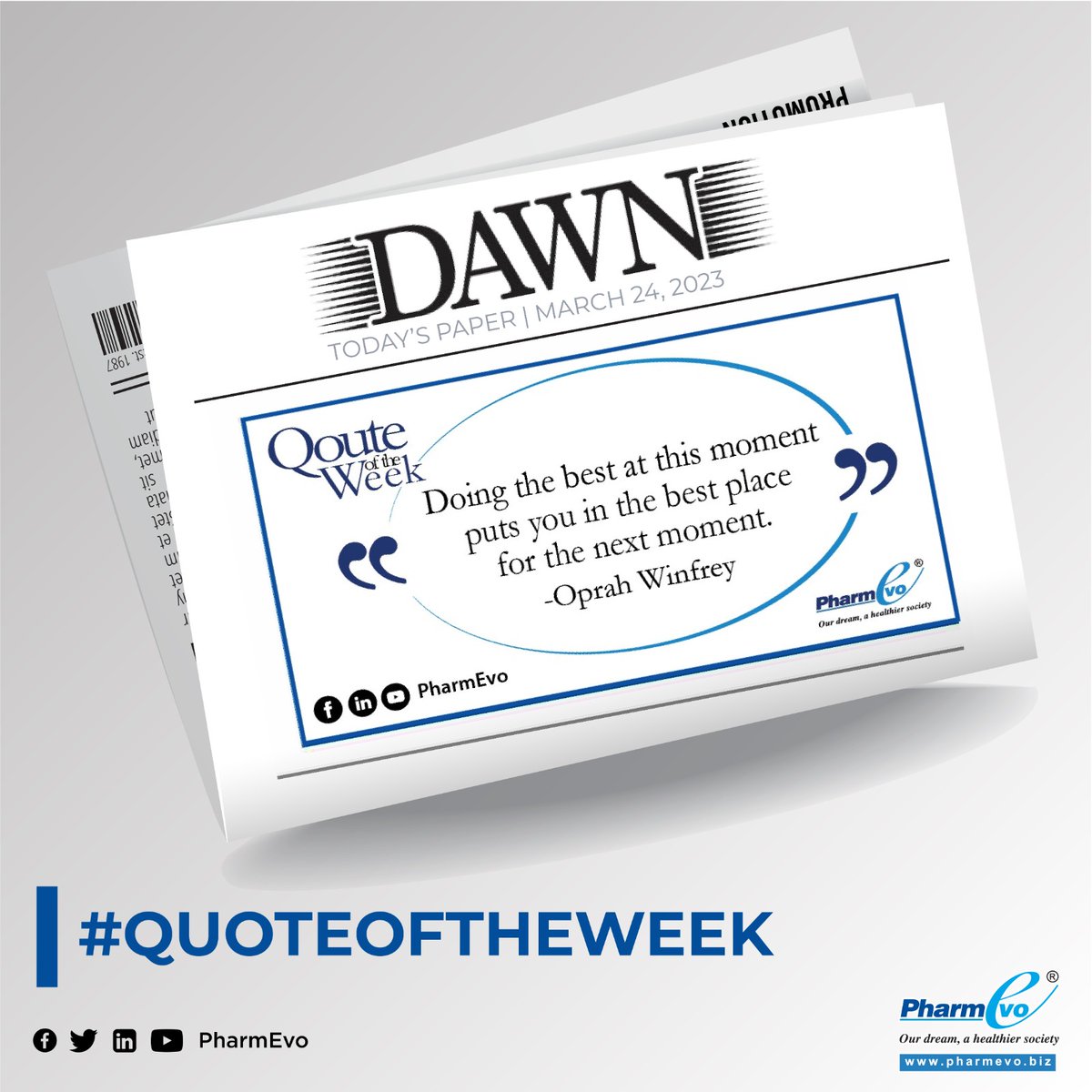 Quote of the Week, "Doing the best at this moment puts you in the best place for the next moment." - Oprah Winfrey

#Quoteoftheweek #PharmEvo