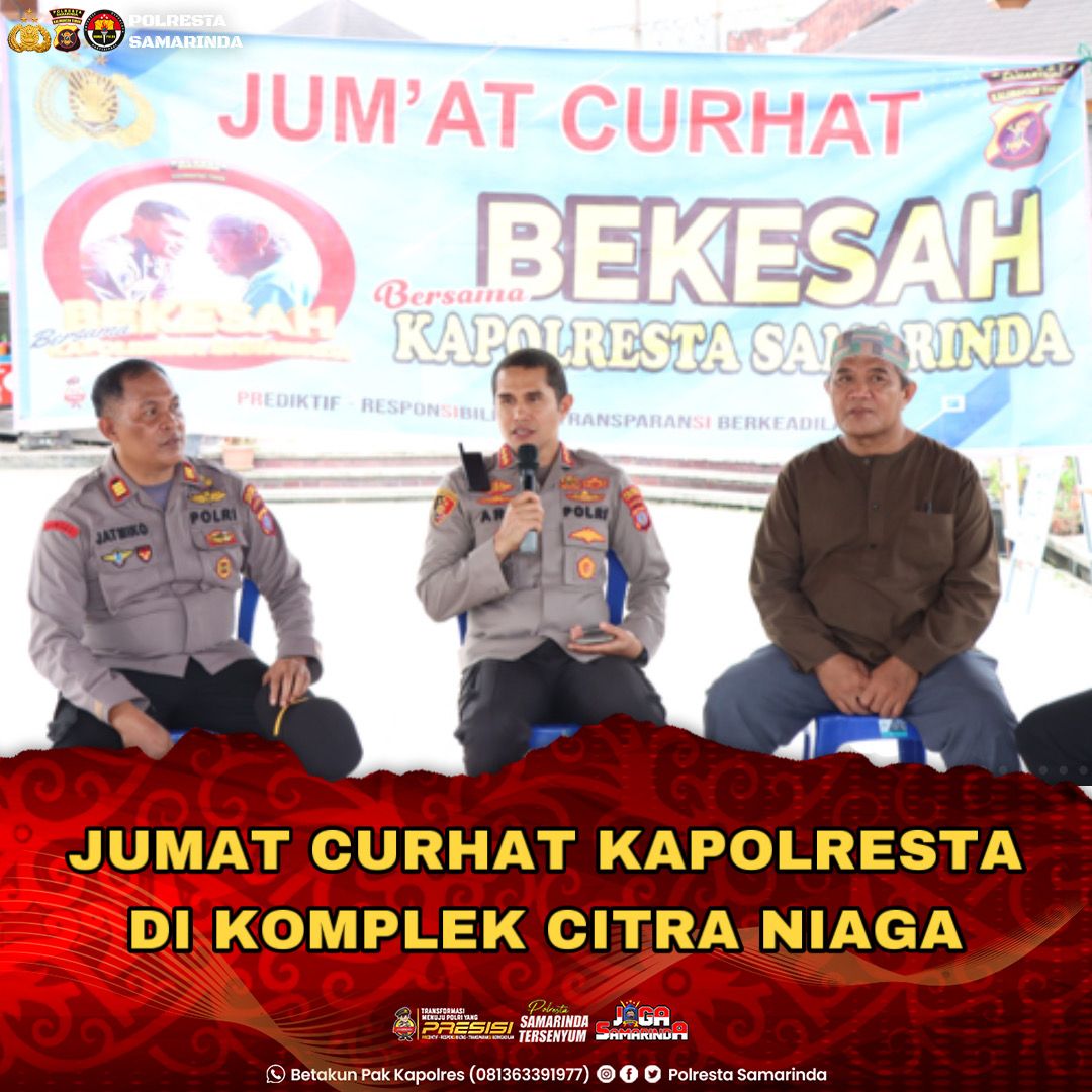 Polresta_SMD's tweet photo. Polresta Samarinda Polda Kaltim, Kapolresta Samarinda Kombes Pol Ary Fadli, SIK., MH. https://t.co/qH3tyQgHtL lakukan kegiatan Jumat Curhat di Komplek Citra Niaga Samarinda guna menjalin silaturahmi kepada Pedagang Citra Niaga. Jumat (03/24)

@listyosigitprabowo
@poldakaltim https://t.co/OQAFWzylmp