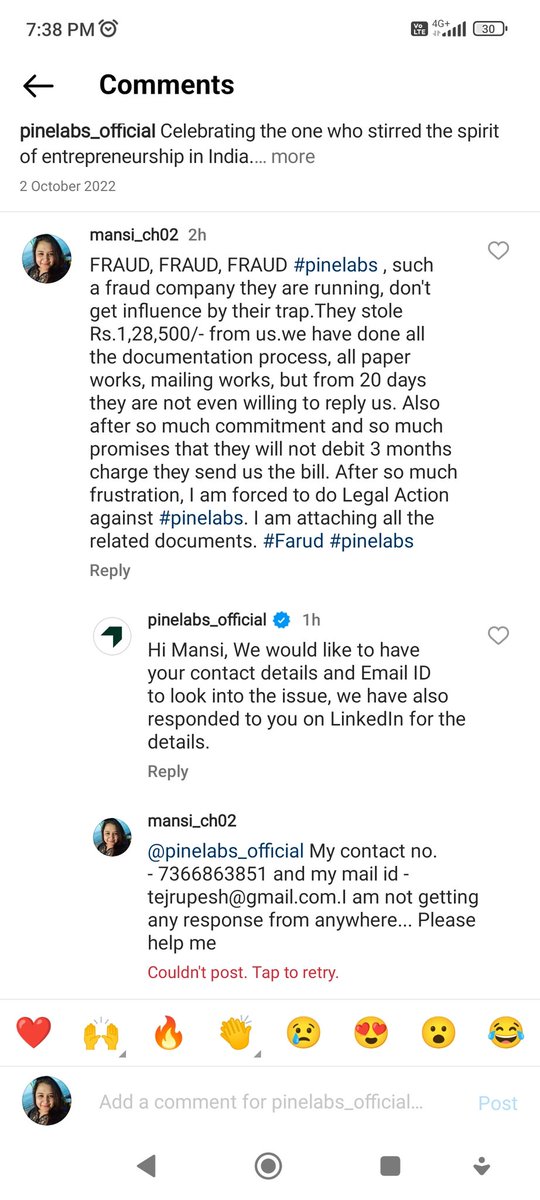 mamon_chandra's tweet image. What a company is this.. They stop my comment in their Instagram handle. #FRAUD #PINELAB sab kan me tel daale hue hai.. CHOR company h ... Mat fasna koi isme