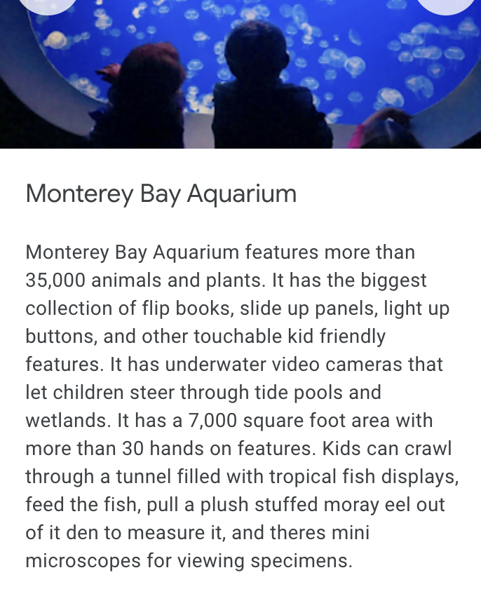 GinaZarantonel1's tweet photo. I made a virtual field trip. I learned that they can be very beneficial to students. They can have prior knowledge on a place they will go to or learn about things all over the world without actually having to go there. #EDUC387713  #montereybayaquarium #oceananimals https://t.co/UL0ChVZade