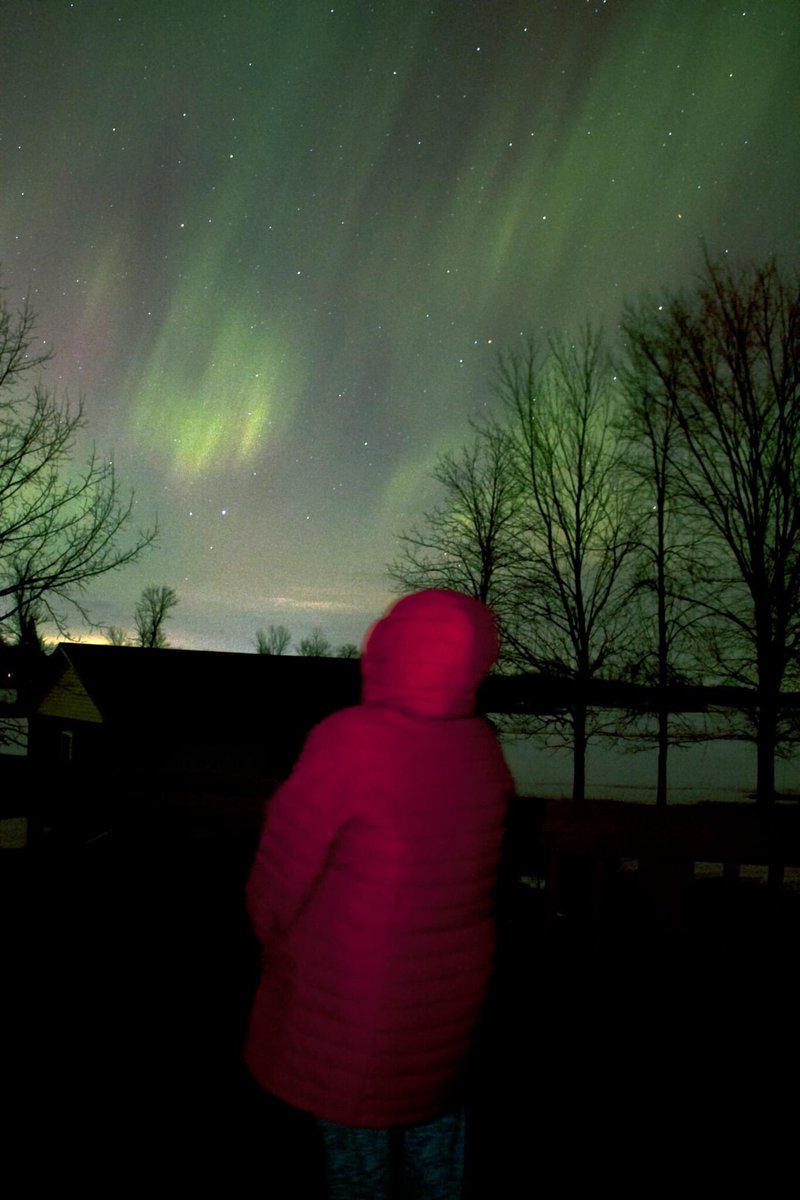 astroeducator's tweet image. The sky was ablaze tonight with a fantastic display of Northern Lights. The sun opened up and sent a huge Coronal Mass Ejecta - a cloud of charged particles our way. I have not seen and photographed a display like this in many years.