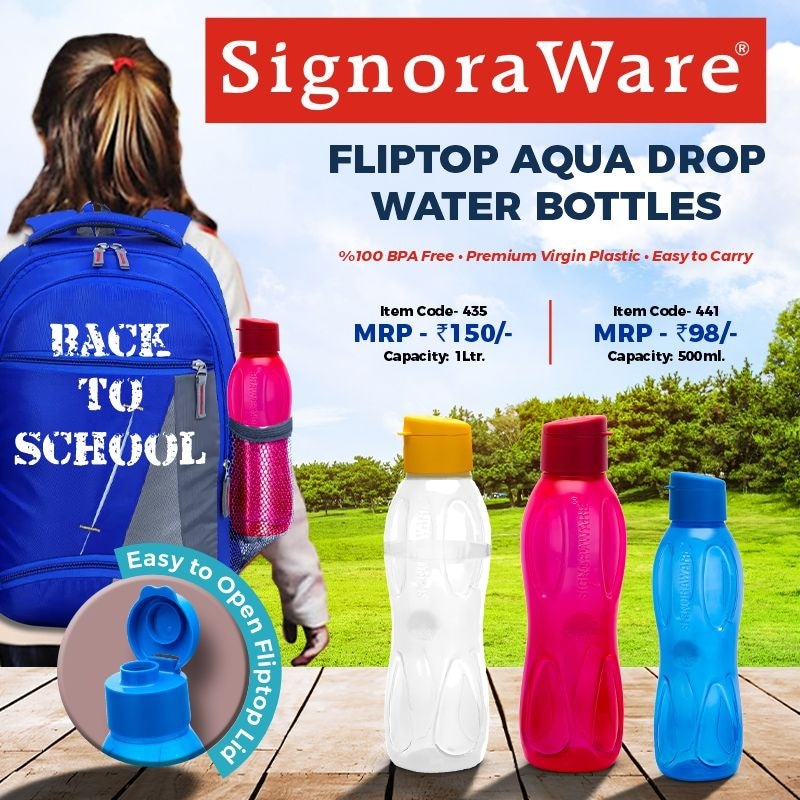 SignoraWare's tweet photo. Back To School🎒👩🏫🏫🚌
Choose the Best for your Kids🧒🧒
Fliptop Aqua Drop Water Bottles
#signoraware #fliptopaquadrop #PlasticWaterBottle #plasticbottles #waterbottle #multiplecolours #plasticlid #easytocarry #bpafree #school #college #office https://t.co/fTc1AgwjNJ