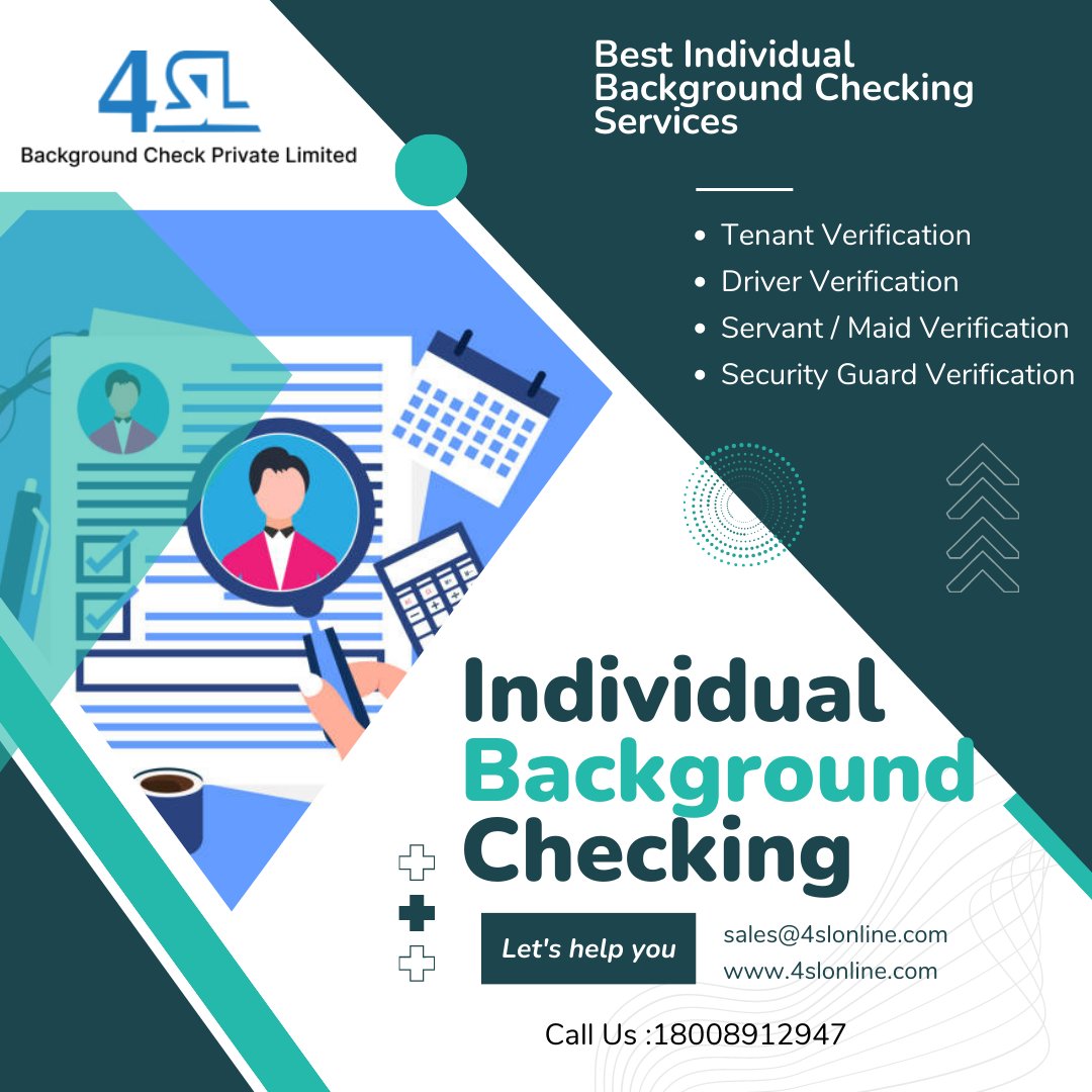 4slOnline's tweet photo. 4SL Background Check is best background screening  in India that provides individual verification to verify your servants, maid, driver and security guard.
#Individualbackgroundchecking #maidVerification  #ServantVerification https://t.co/238ljkw4uQ