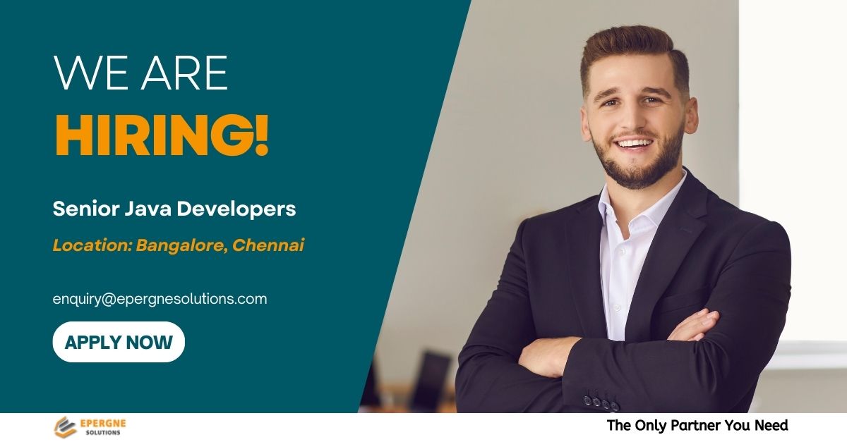 Hiring Java Developers!
Location - Bangalore, Chennai
Share your resumes to enquiry@epergnesolutions.com
Apply Now!
#epergnesolutions #hiring #java #javadeveloper #bangalorehiring #bangalorejobs #chennaihiring #chennaijobs #javascript #techroles #techhiring