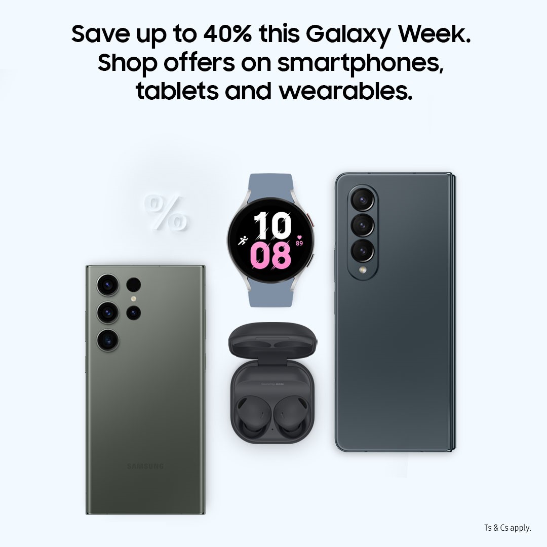 SamsungMobileSA's tweet photo. Hurry! Time is running out for great #GalaxyWeek offers!
Save up to 40% on exclusive deals on smartphones, tablet and wearables.
Offer valid until 31 March 2023. Free delivery & finance options available. Ts & Cs apply.
Get your deal here https://t.co/TcII5UX1bt. https://t.co/wNpVpQlgl1