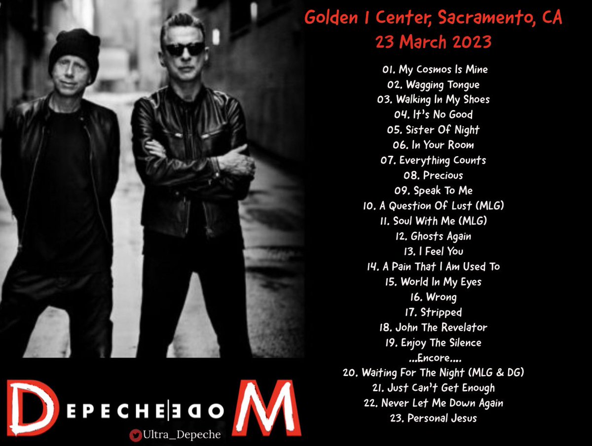 Ultra_Depeche's tweet photo. #SetList 
Depeche Mode | Golden 1 Center, Sacramento, CA @Golden1Center #MementoMoriTour #DepecheMode https://t.co/fn0PLVSujO