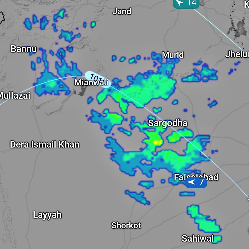 weatherwalay's tweet photo. 🛑 #REALTIME #UPDATES (10:50): 
Under the influence of #Western based rainy system, cluster of thunder cells are present over the #central, #western and few #eastern parts of #Punjab & eastern #KPK including #Sargodha, #Khusab, #Jhang, #Faisalabad, #Mianwali, #Farooka and #Sahiwal. 

🛑 System will further affect central, upper #Punjab & 80% parts of #KPK incl. #Peshawar, #Lahore, #Islamabad and #Rawalpindi.

🛑 #ALERT: Urban/flash flood warnings for Western #KPK and different parts of N #Punjab due to intense rain/hail storm.

Regards,
Owais Hyder
Weather Analyst
#PakWeather #Network